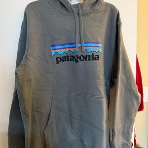 Patagonia Charcoal Hoodie with Vibrant Logo